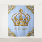 Baby Blue Gouden Prins Extra Groot Baby Achtergron Wandkleed (Voorkant)