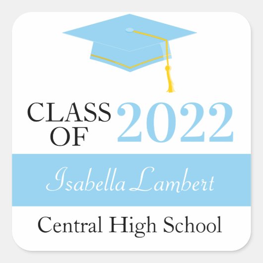 Baby Blue Graduation Party Favor Bedankt Labels (Voorkant)