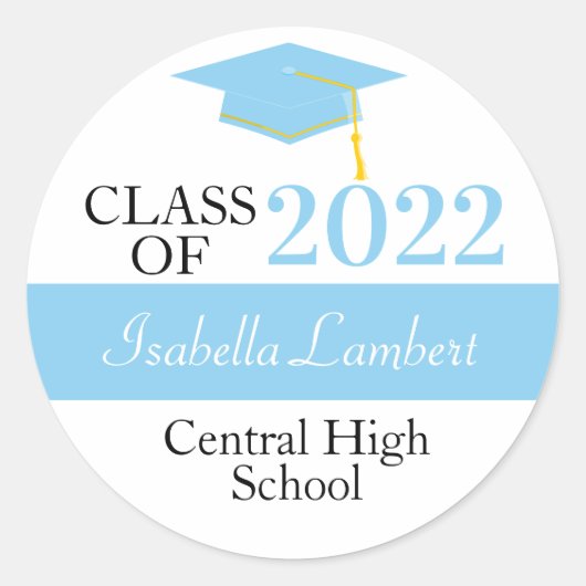 Baby Blue Graduation Party Favor Stickers (Voorkant)