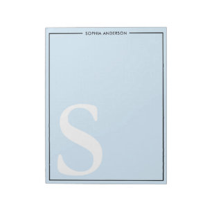 Baby Blue Graphic Monogram Persoonlijke naam Notitieblok