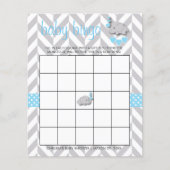 Baby Blue & Grey Elephant Baby shower - Bingo Flyer (Voorkant)