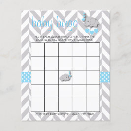 Baby Blue & Grey Elephant Baby shower - Bingo Flyer
