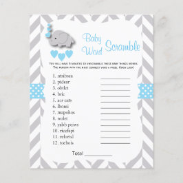 Baby Blue & Grey Elephant Baby shower - Scramble Flyer