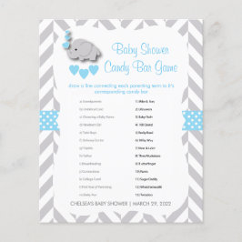 Baby Blue & Grey Elephant Baby shower - Snoep Bar Flyer