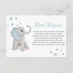 Baby Blue Grey Elephant Waterverf Book Request Informatiekaartje