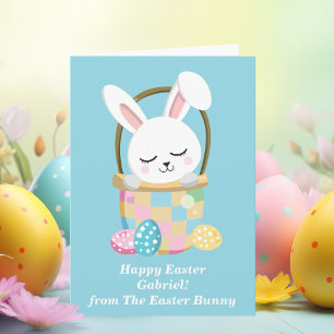 Baby Blue Happy Easter Bunny Schattige  Kaart