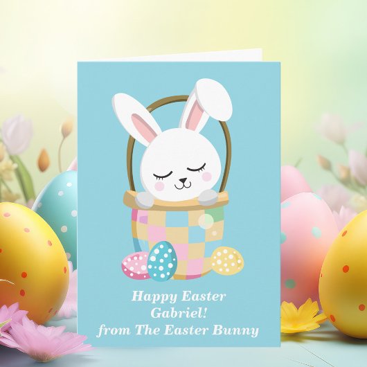 Baby Blue Happy Easter Bunny Schattige Kaart