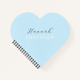 Baby Blue Heart Monogram Modern Feminine Notitieboek