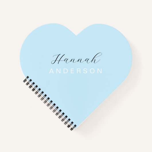 Baby Blue Heart Monogram Modern Feminine Notitieboek (Voorkant)