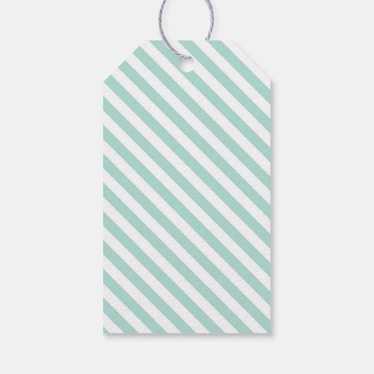 Baby Blue Heart Stripes Pattern Wedding Gift Label Cadeaulabel (Achterkant)