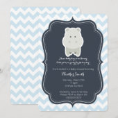 Baby Blue Hippo-uitnodiging Kaart (Voorkant / Achterkant)