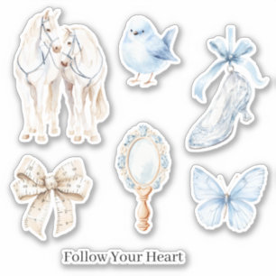 Baby Blue Hoge Hak Boog Vlinder Vogel Paarden Sticker