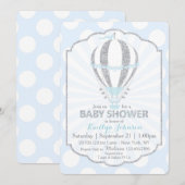 Baby Blue Hot Air-ballon Baby shower Kaart (Voorkant / Achterkant)