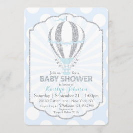 Baby Blue Hot Air-ballon Baby shower Kaart
