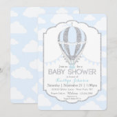 Baby Blue Hot Air Ballon Boy Baby shower Kaart (Voorkant / Achterkant)