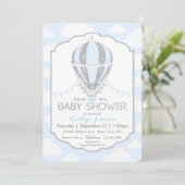 Baby Blue Hot Air Ballon Boy Baby shower Kaart (Staand voorkant)