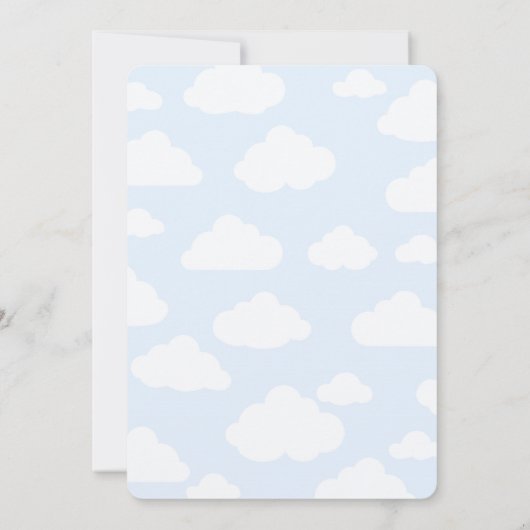 Baby Blue Hot Air Ballon Boy Baby shower Kaart (Achterkant)