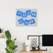 Baby Blue Houten Alfabet Blokken Poster (Thuiskantoor)