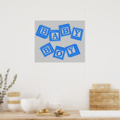 Baby Blue Houten Alfabet Blokken Poster (Keuken)