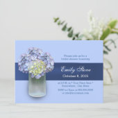 Baby Blue Hydrangea Mason Jar Vrijgezellenfeest Kaart (Staand voorkant)