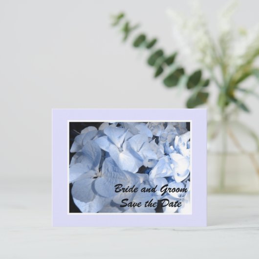 Baby Blue Hydrangea Sla de datum op Aankondigingskaart (Staand voorkant)