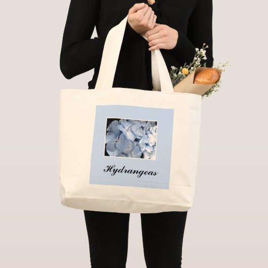 Baby Blue Hydrangeas Grote Tote Bag (Voorkant (product))