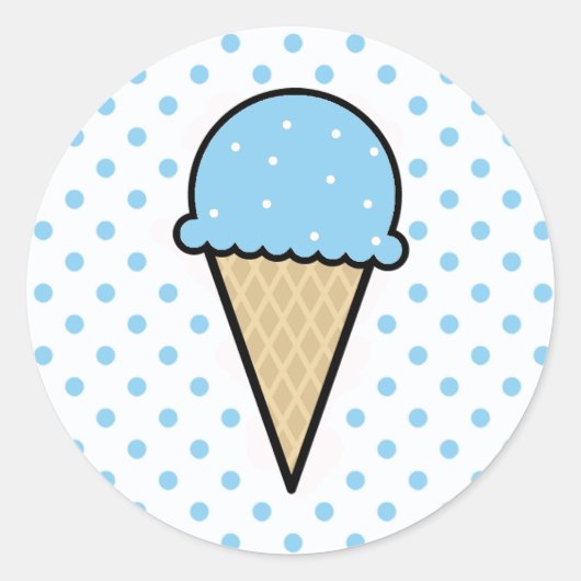 Baby Blue Ice Cream Cone Ronde Sticker (Voorkant)