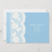 Baby Blue, Ivory Floral Lace Baby shower Invite Kaart (Achterkant)