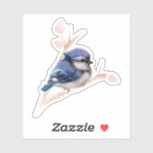 Baby Blue Jay Bird Custom-Cut Vinyl Sticker (Vel)
