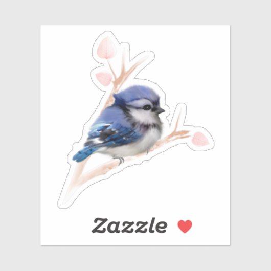 Baby Blue Jay Bird Custom-Cut Vinyl Sticker (Vel)