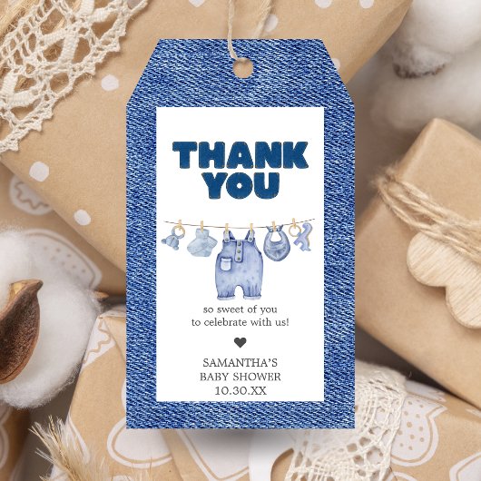 Baby Blue Jean Baby shower Favorietentjes Cadeaulabel
