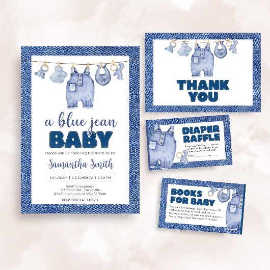 Baby Blue Jean Baby shower Kaart