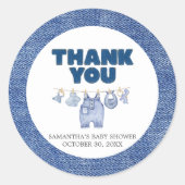 Baby Blue Jean Baby shower Ronde Sticker (Voorkant)