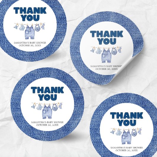 Baby Blue Jean Baby shower Ronde Sticker