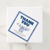 Baby Blue Jean Baby shower Square Bedankjes Labels (In situ)