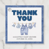 Baby Blue Jean Baby shower Square Bedankjes Labels (Voorkant)