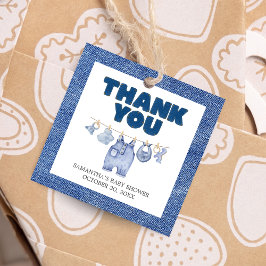Baby Blue Jean Baby shower Square Bedankjes Labels