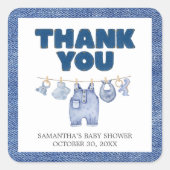 Baby Blue Jean Baby shower Vierkante Sticker (Voorkant)