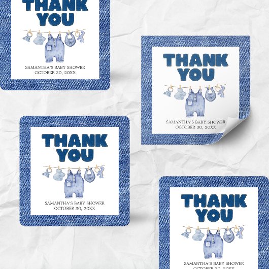 Baby Blue Jean Baby shower Vierkante Sticker