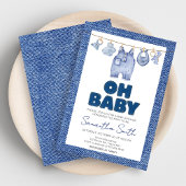 Baby Blue Jean Denim Baby shower Kaart