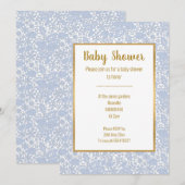 BABY BLUE LACE GOLD TRIM ELEGANT BABY SHOWER KAART (Voorkant / Achterkant)