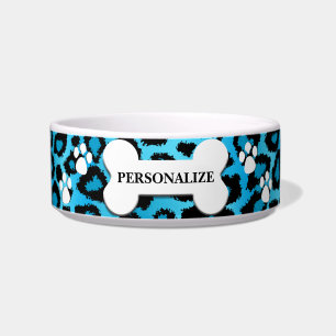 Baby Blue Leopard Animal Print Bowl Voerbakje