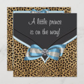 Baby Blue Leopard Prince Baby shower Kaart (Voorkant / Achterkant)