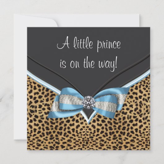 Baby Blue Leopard Prince Baby shower Kaart (Voorkant)