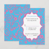 Baby Blue & Light Pink Quinceañera spaanse RSVP Kaart (Voorkant / Achterkant)