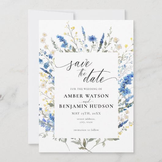 Baby Blue Light sierlijke wilde bloem Bewaar de da Kaart (Voorkant)