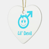 Baby Blue Lil Devil Male Symbol Keramisch Ornament (Links)