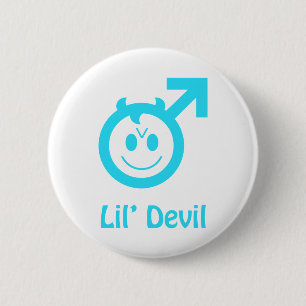 Baby Blue Lil Devil Male Symbol Ronde Button 5,7 Cm
