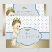 Baby Blue Little Prince Baby shower Kaart (Voorkant / Achterkant)