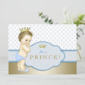 Baby Blue Little Prince Baby shower Kaart (Staand voorkant)